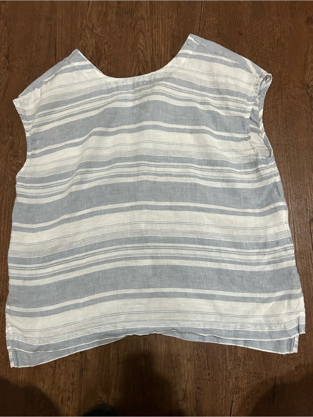 Cynthia Rowley Blue‎ and White Striped Sleeveless Linen Tank
